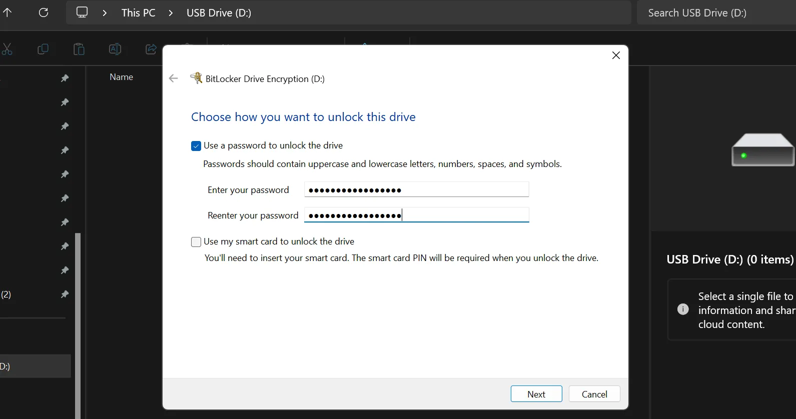 Đặt mật khẩu bảo vệ cho ổ USB được mã hóa bằng BitLocker