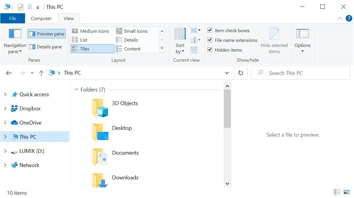 Đóng ngăn xem trước trong Windows File Explorer.