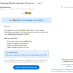 Email lừa đảo giả mạo dịch vụ lưu trữ đám mây với nút "Cập nhật thanh toán và bảo mật dữ liệu"