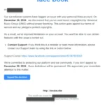 Email lừa đảo mạo danh Facebook với yêu cầu bản quyền giả mạo