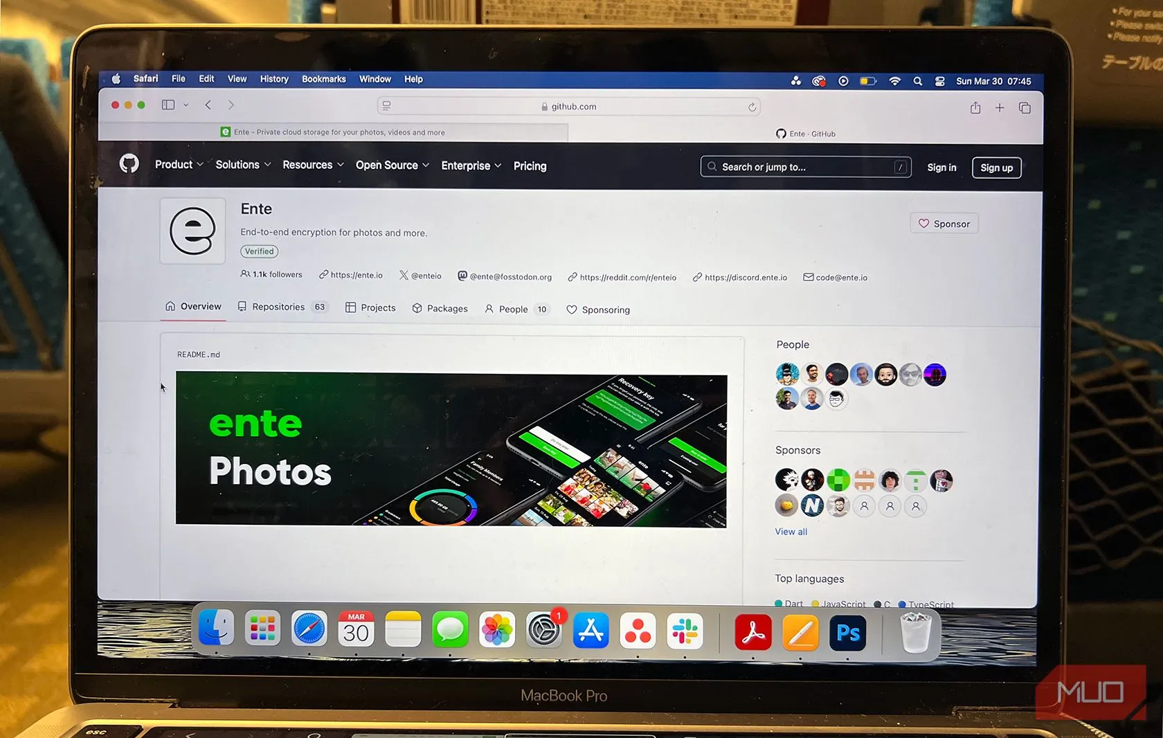 Ente Photos trên GitHub, minh họa tính mã nguồn mở