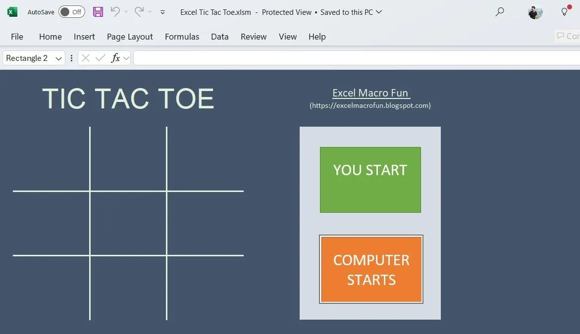 Game cờ caro (Tic-Tac-Toe) được tạo và chơi trực tiếp trong Microsoft Excel