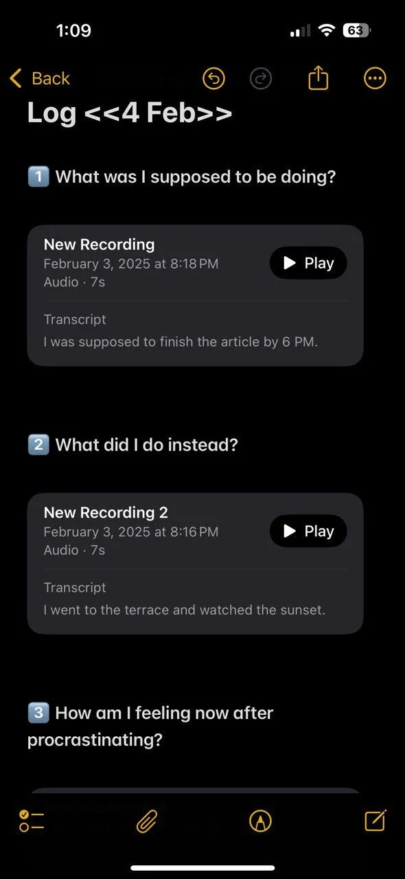 Ghi chú nhật ký trì hoãn đã được chuyển đổi thành văn bản trong Apple Notes