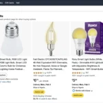 Giá bóng đèn thông minh giá rẻ hiển thị trên Amazon, minh họa sự hấp dẫn về chi phí của các thiết bị nhà thông minh
