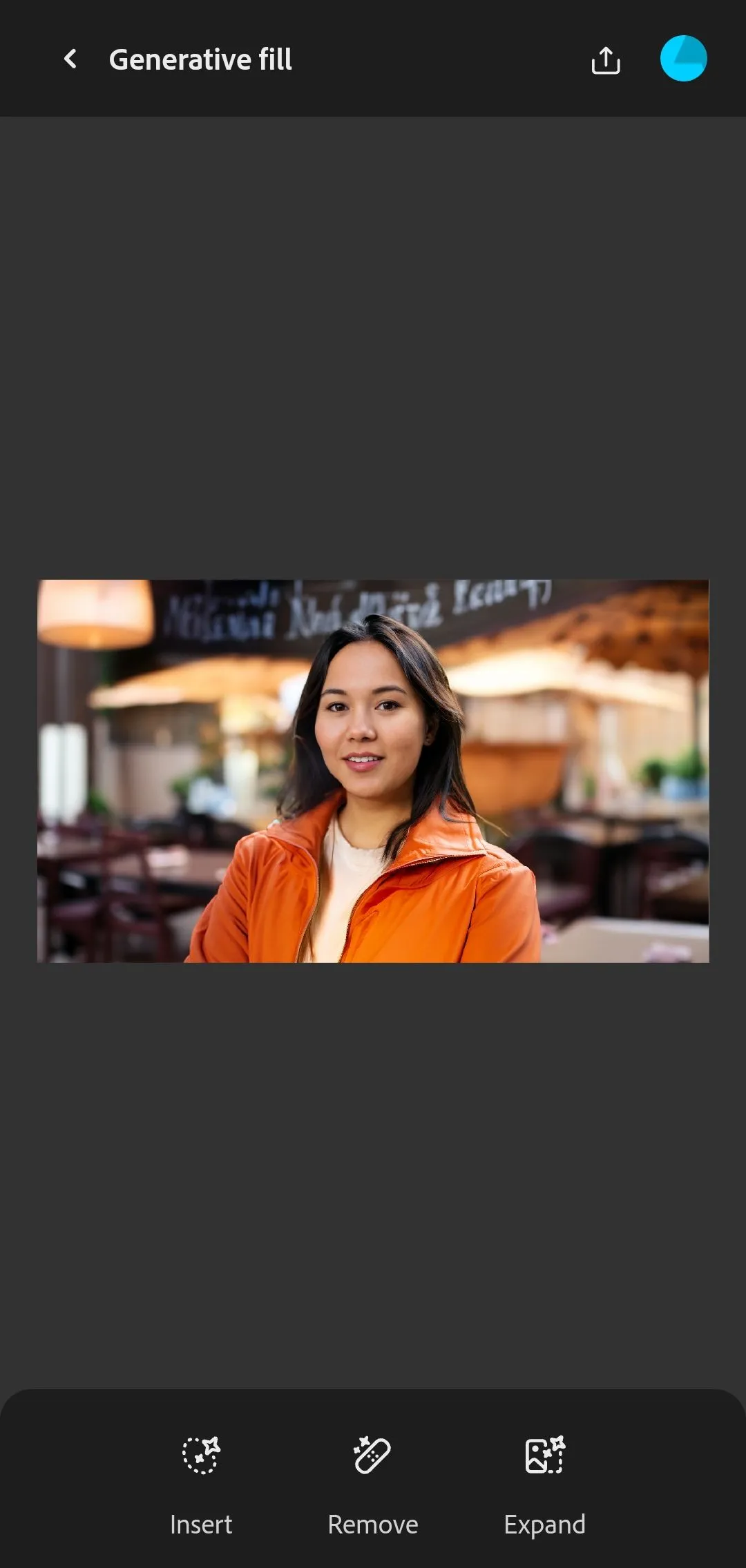 Giao diện Adobe Firefly với các biểu tượng Generative Fill và công cụ chỉnh sửa AI