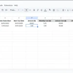 Giao diện bảng theo dõi đăng ký nâng cao trên Google Sheets với các cột ngày đến hạn và số ngày còn lại.