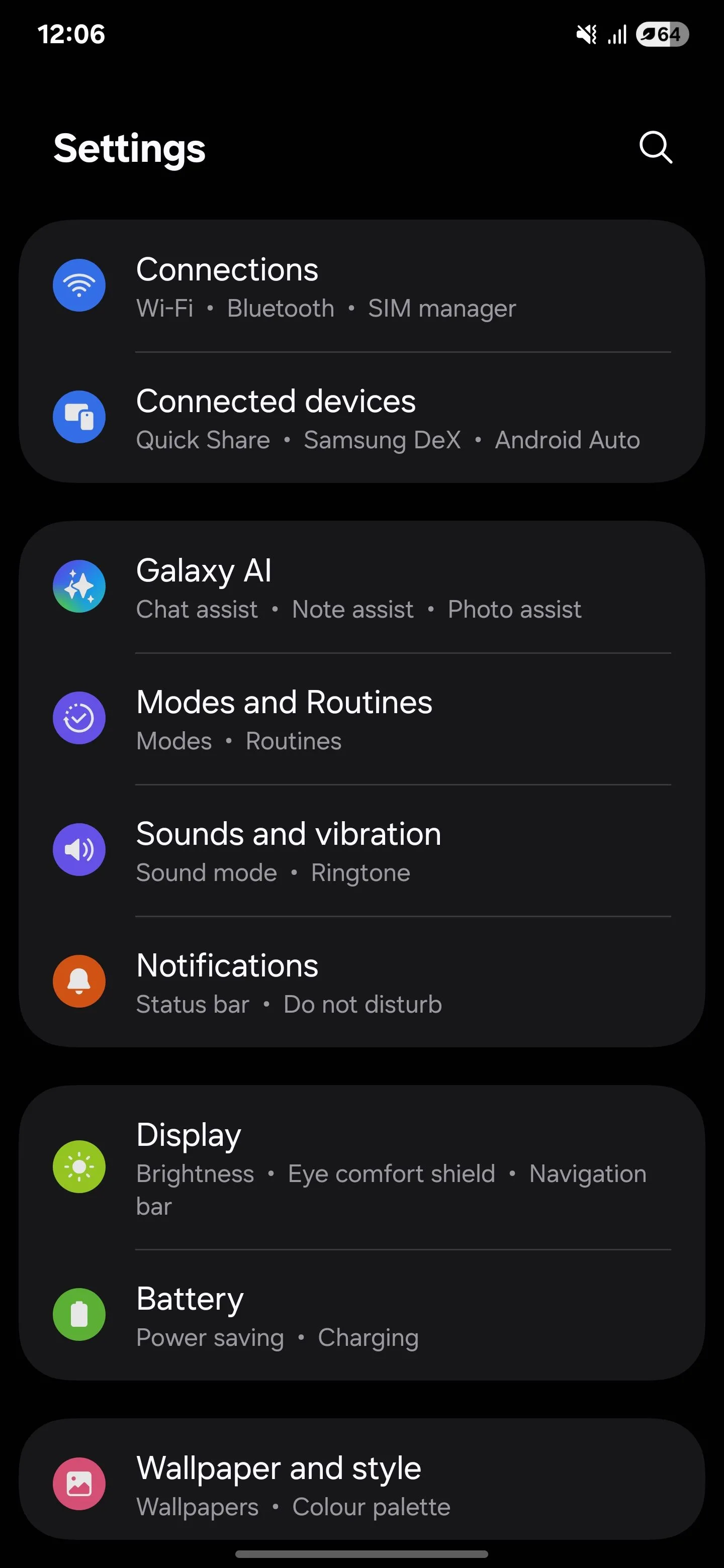 Giao diện cài đặt chung của Samsung Galaxy S25 Ultra