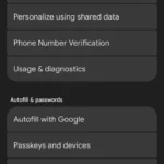 Giao diện cài đặt dịch vụ Google trên Android