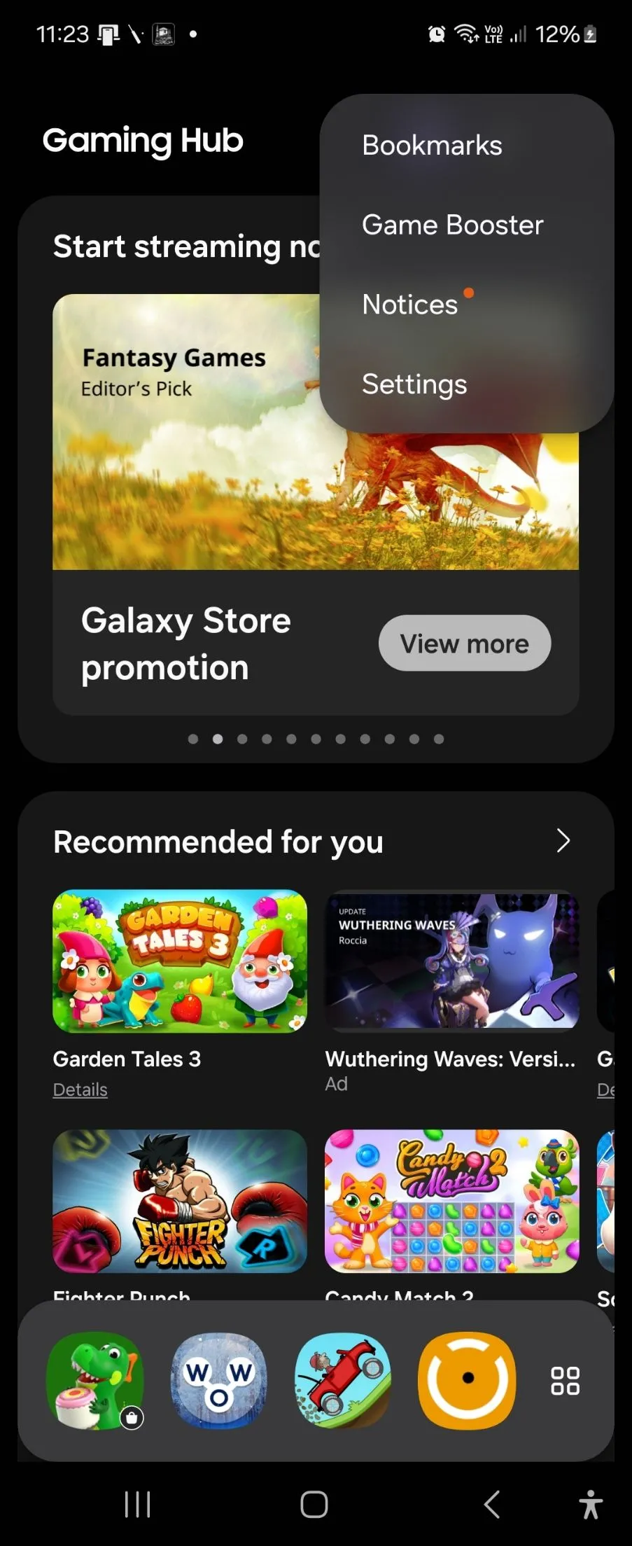 Giao diện cài đặt Game Booster trên Samsung Galaxy Z Flip 6, hiển thị tùy chọn Pause USB PD charging (Tạm dừng sạc USB PD) để kích hoạt tính năng sạc bỏ qua pin khi chơi game