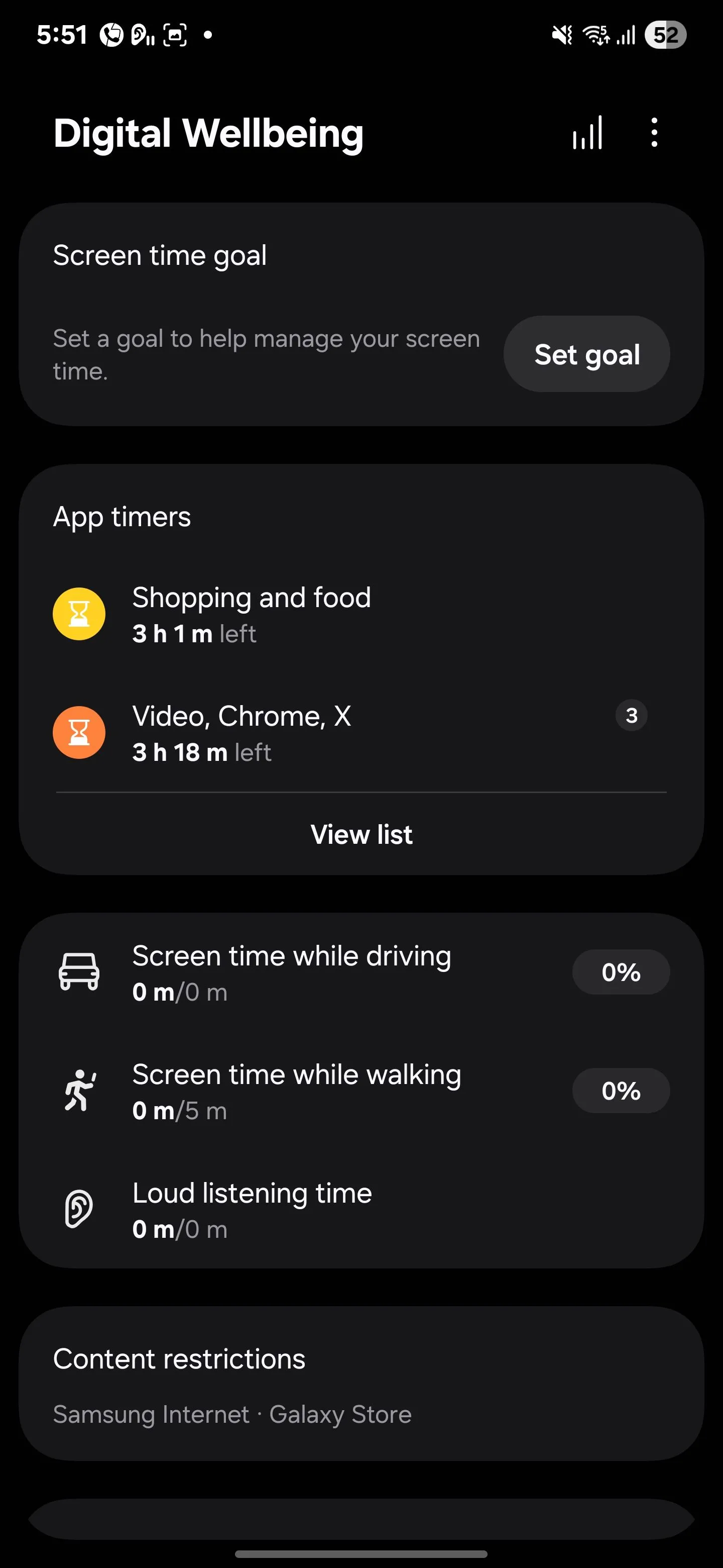 Giao diện cài đặt giới hạn thời gian cho ứng dụng trong Digital Wellbeing Samsung