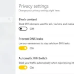 Giao diện cài đặt tính năng Kill Switch tự động của ứng dụng VPN CyberGhost, giúp bảo vệ dữ liệu khi kết nối bị ngắt.