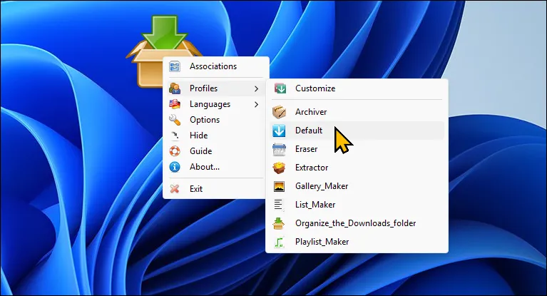 Giao diện cấu hình quy tắc tự động hóa của DropIt trên Windows 11