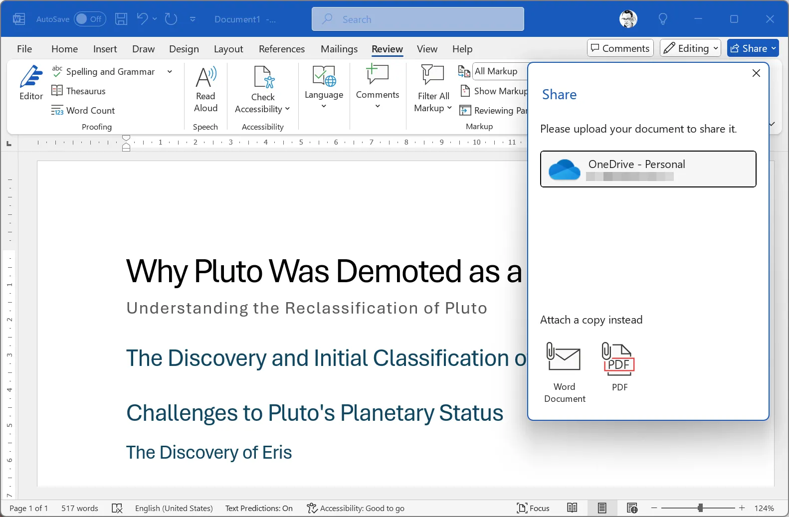 Giao diện chia sẻ tài liệu trong Microsoft Word, cho phép người dùng mời người khác cùng cộng tác và đóng góp ý tưởng để vượt qua bí từ.