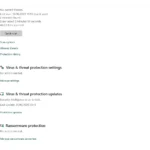 Giao diện chính của mục 'Virus & threat protection' trong Windows Security trên Windows 11, hiển thị các tùy chọn bảo vệ
