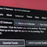 Giao diện chính của Windows 11 Debloater hiển thị các tùy chọn gỡ bỏ bloatware và tối ưu hóa hệ thống