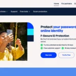 Giao diện chính dịch vụ bảo vệ danh tính F-Secure ID Protection hiển thị các tính năng giám sát và bảo mật