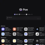 Giao diện chính ứng dụng Poe trên máy tính, hiển thị các tùy chọn chatbot AI đa dạng để thử nghiệm