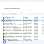 Giao diện Chương trình và Tính năng trong Windows để gỡ cài đặt ứng dụng