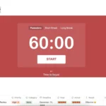 Giao diện công cụ theo dõi Pomodoro trên Notion với cài đặt thời gian làm việc 60 phút, minh họa việc tùy chỉnh kỹ thuật Pomodoro để tăng năng suất cá nhân.