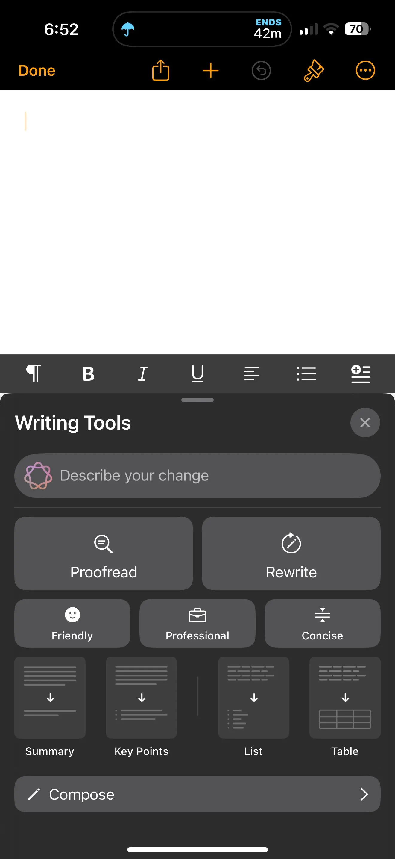 Giao diện công cụ viết AI được cải tiến trên iOS 18.2