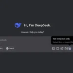 Giao diện DeepSeek hiển thị giới hạn về khả năng tải lên tệp, chỉ hỗ trợ trích xuất văn bản.