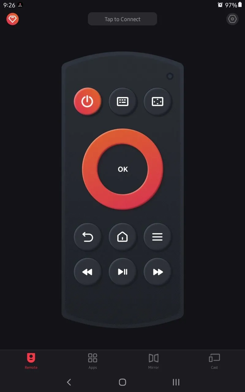 Giao diện điều khiển ứng dụng Amazon Fire TV Remote trên điện thoại