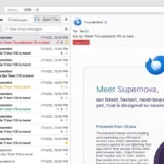 Giao diện email client Thunderbird với thư mục và email đang mở