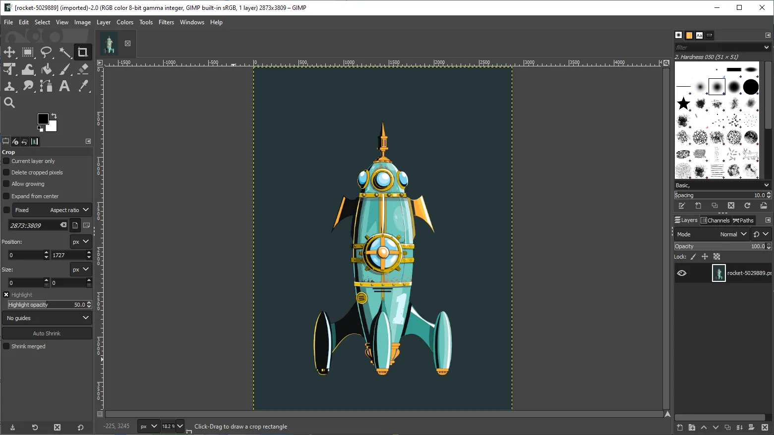 Giao diện GIMP hiển thị file PSD đang mở với các layer