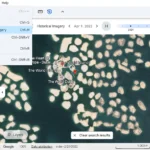 Giao diện Google Earth hiển thị tính năng Street View lịch sử với thanh trượt thời gian