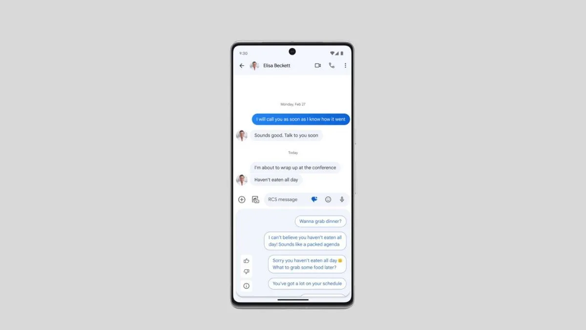 Giao diện Google Messages trên Android với tính năng Magic Compose, minh họa khả năng nhắn tin RCS hiện đại