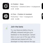 Giao diện Google Play Store hiển thị tùy chọn tham gia chương trình beta của ứng dụng ChatGPT