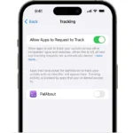 Giao diện hộp thoại yêu cầu quyền theo dõi ứng dụng trên iPhone, giúp người dùng kiểm soát dữ liệu vị trí và hoạt động.