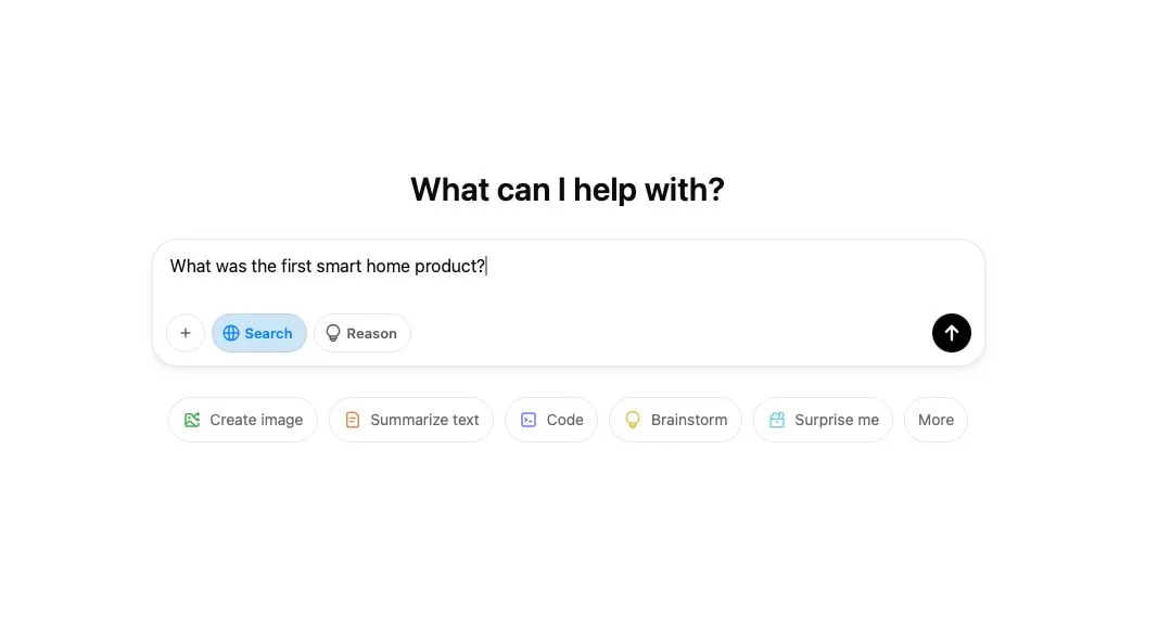 Giao diện màn hình tìm kiếm của ChatGPT Search dành cho người dùng chưa đăng nhập, hiển thị ô nhập truy vấn và nút Search.