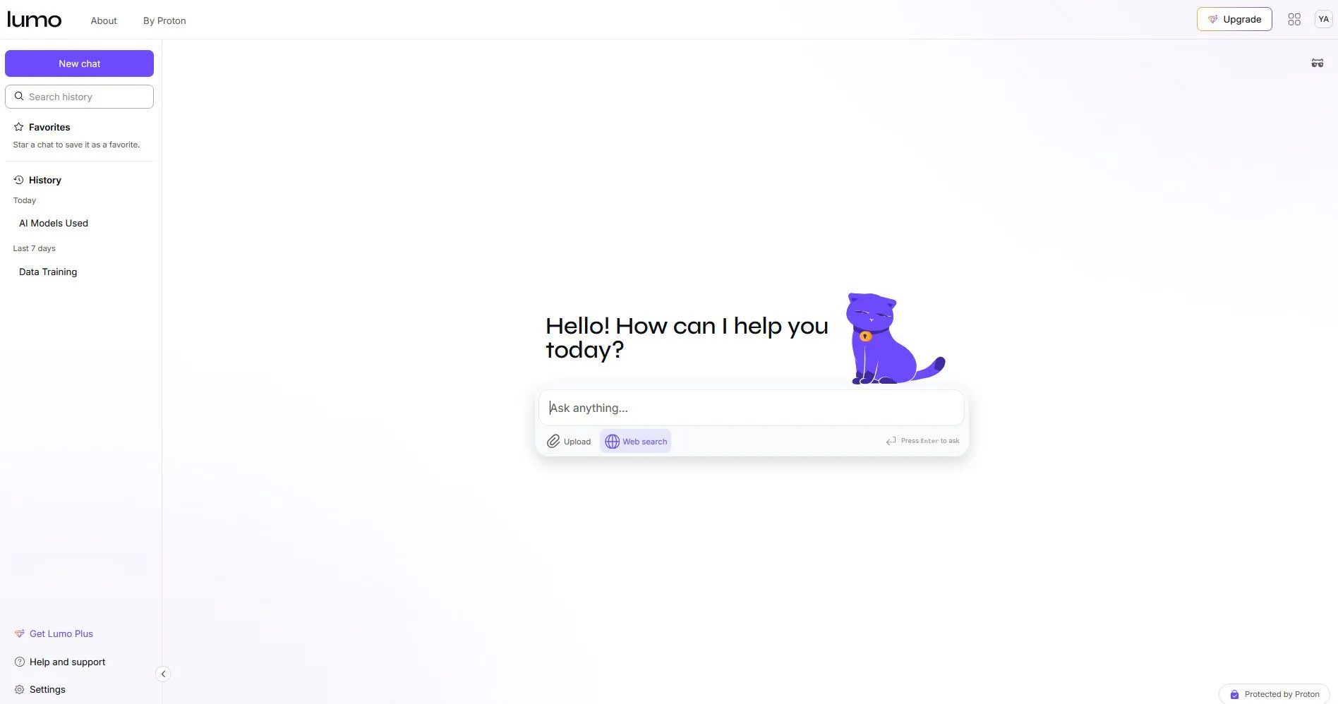 Giao diện người dùng của chatbot Lumo AI với các tùy chọn chat
