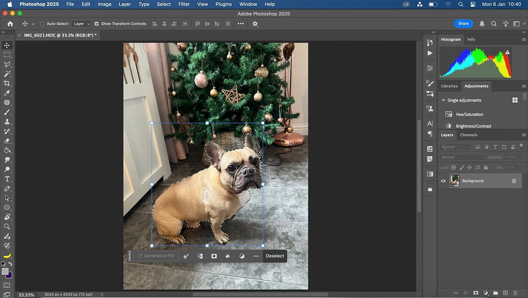 Giao diện người dùng quen thuộc của Adobe Photoshop với các thanh công cụ và bảng điều khiển.
