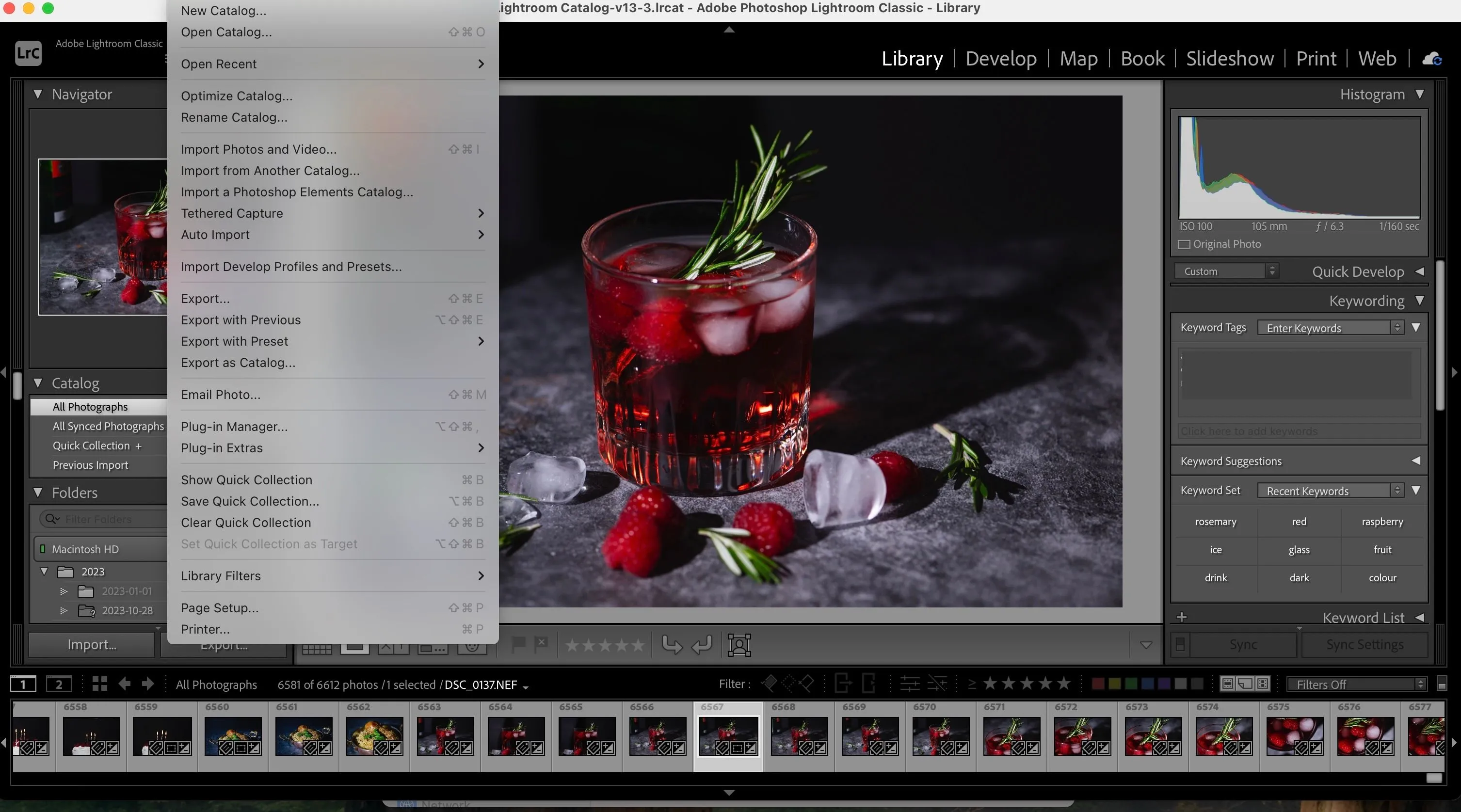 Giao diện phần mềm chỉnh sửa ảnh Adobe Lightroom khi nhập và xử lý file ảnh