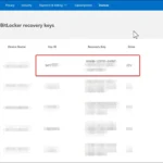 Giao diện quản lý các khóa khôi phục BitLocker đã lưu trên tài khoản Microsoft trực tuyến