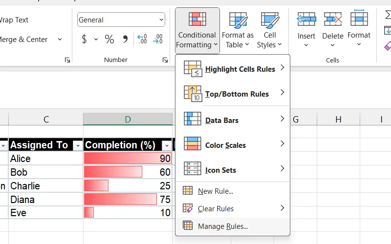 Giao diện Quản lý Quy tắc Định dạng có Điều kiện (Conditional Formatting Rules Manager) trong Excel.