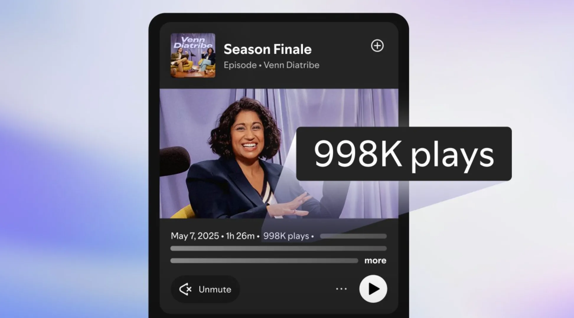 Giao diện Spotify hiển thị số liệu lượt phát podcast trên ứng dụng