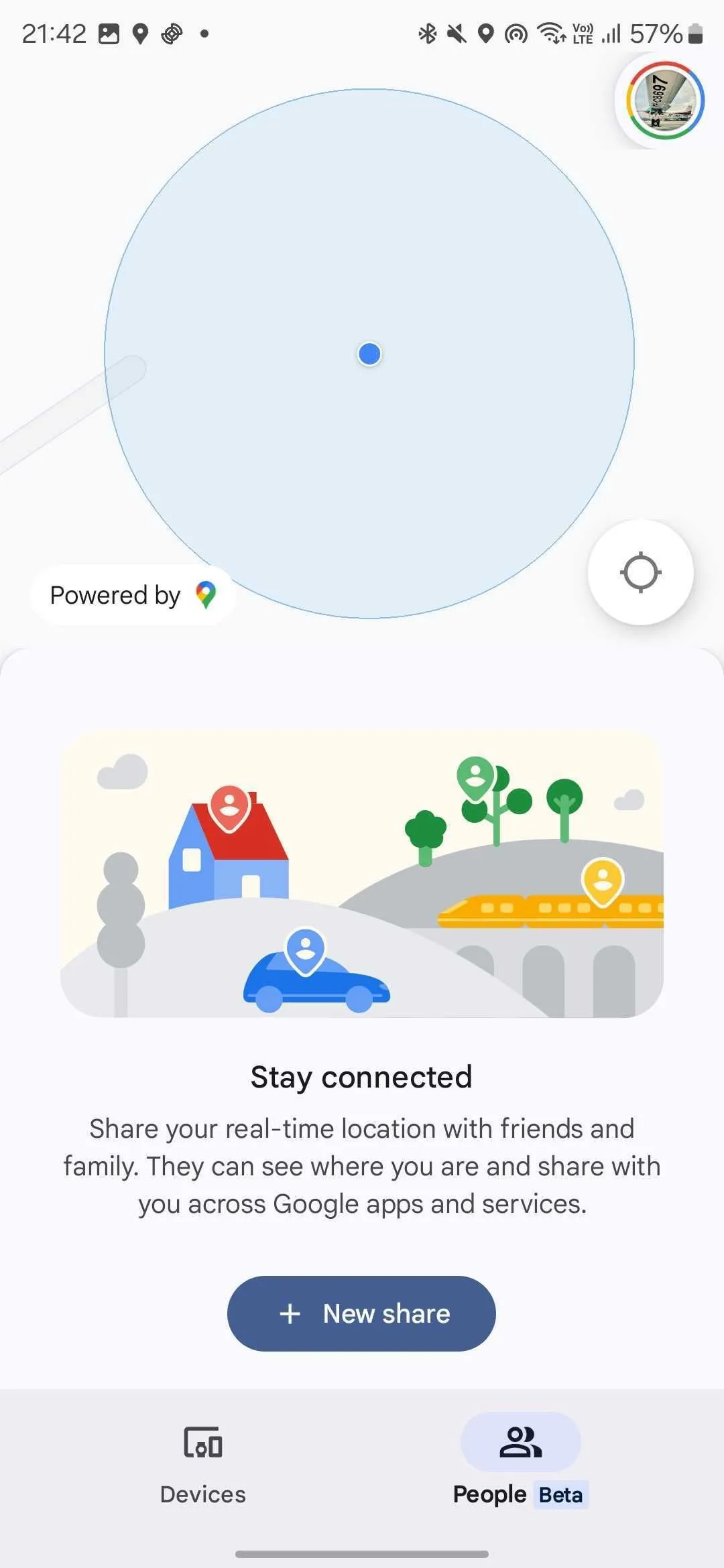 Giao diện tab People (Beta) trong ứng dụng Find My Device Google