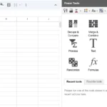 Giao diện thanh công cụ Power Tools trong Google Sheets với các chức năng quản lý và xử lý dữ liệu