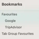 Giao diện thanh dấu trang (Bookmarks) của trình duyệt Safari trên macOS