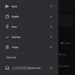 Giao diện thanh điều hướng bên trái ứng dụng Spark Mail trên Android