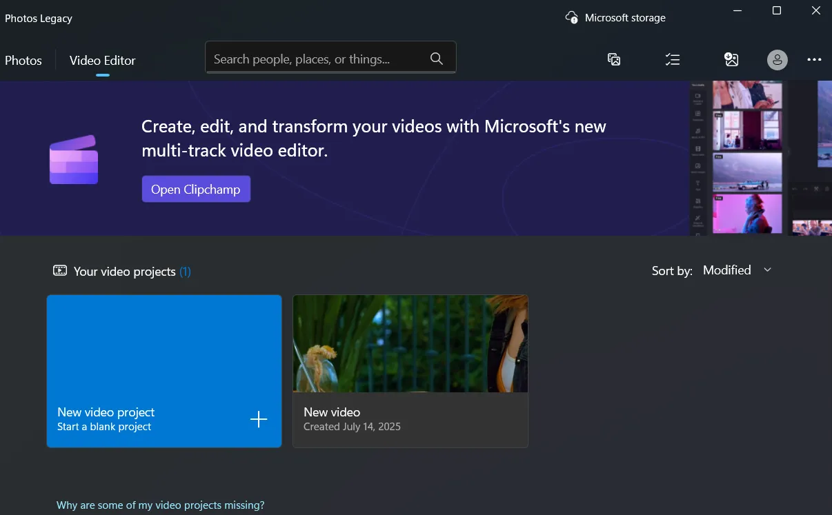 Giao Diện Thẻ Biên Tập Video Trong Ứng Dụng Photos Legacy Windows 11