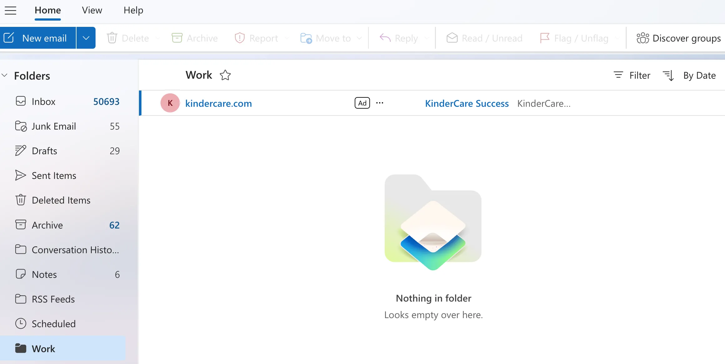 Giao diện thư mục trong hộp thư đến Microsoft Outlook