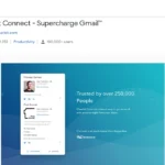 Giao diện tiện ích Clearbit Connect trên Chrome Web Store, minh họa phần đánh giá và thông tin người dùng.