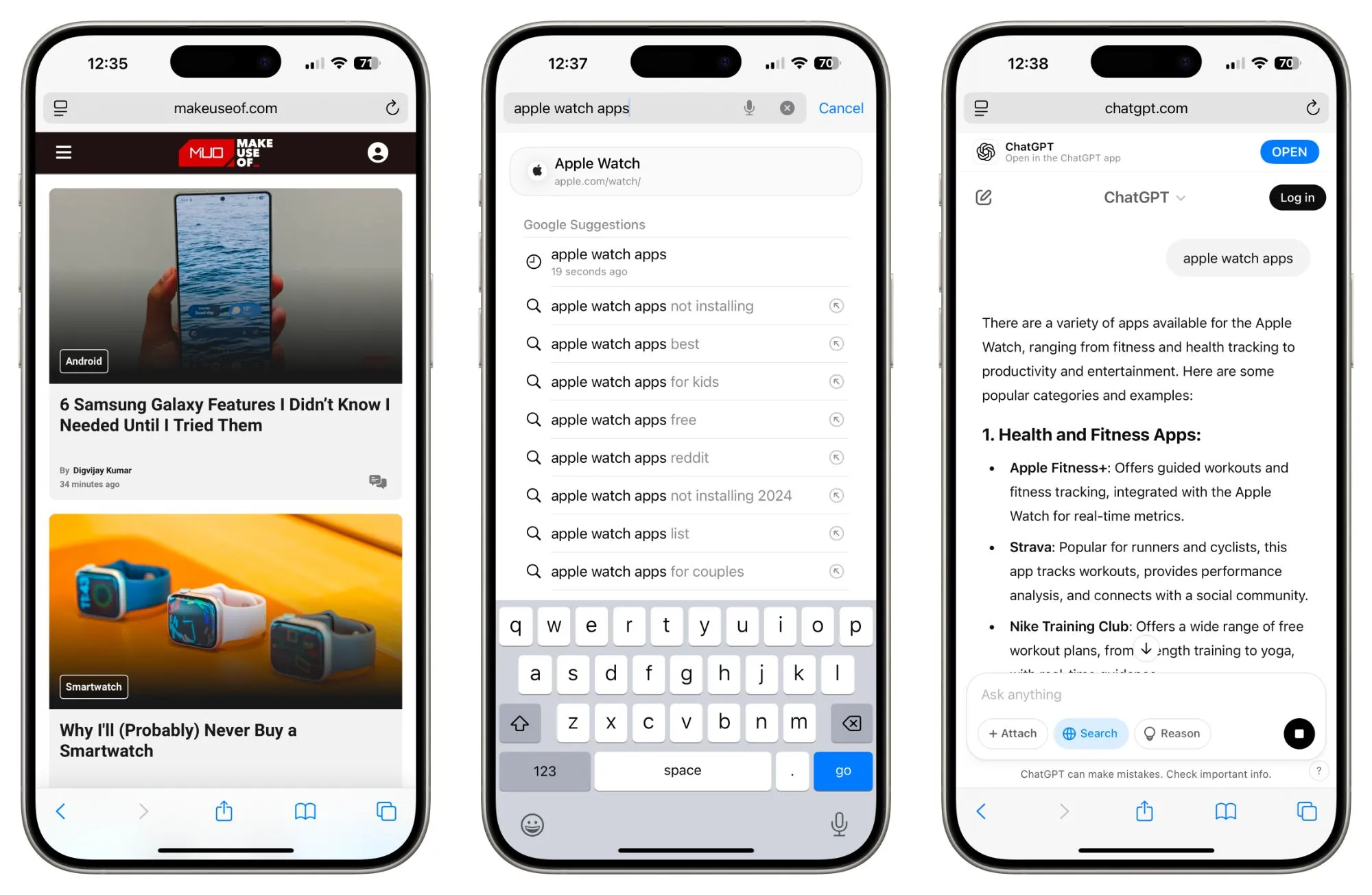 Giao diện tiện ích mở rộng ChatGPT Search hiển thị kết quả trên trình duyệt Safari của iPhone