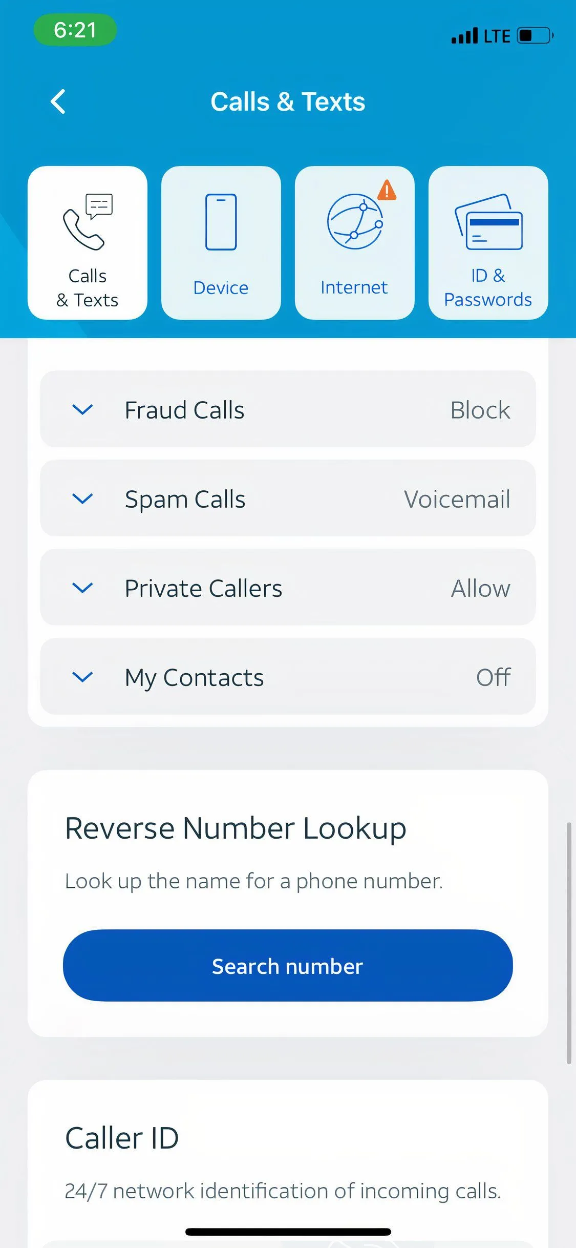 Giao diện tính năng Active Armor của AT&T