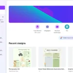 Giao diện trang chủ Canva hiển thị gói Canva Pro và các tính năng chính.