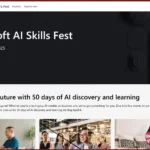 Giao diện trang web chính thức của sự kiện Microsoft AI Skills Fest cung cấp các khóa học AI miễn phí và thông tin đăng ký